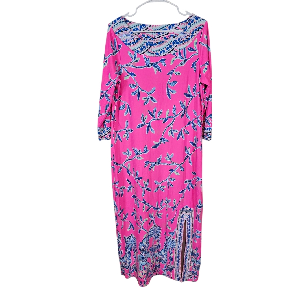 Lilly Pulitzer Carabella ChillyLilly Maxi Midi Elephant Palm Tree Tropical Dress - Picture 2 of 9